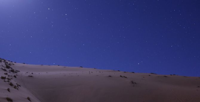 Desert, landscape, starry night, nature wallpaper