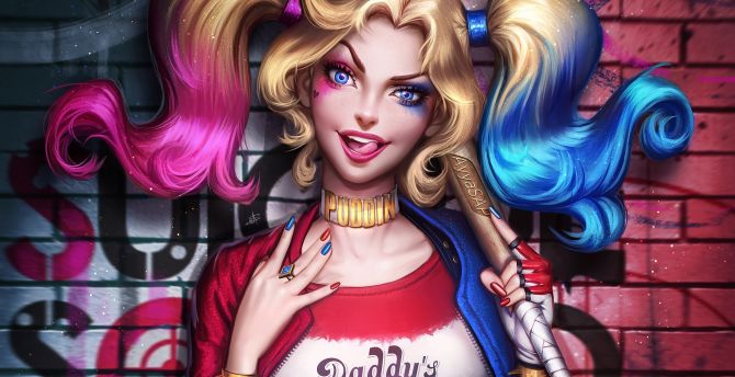 Harley Quinn, beautiful villain, DC character wallpaper