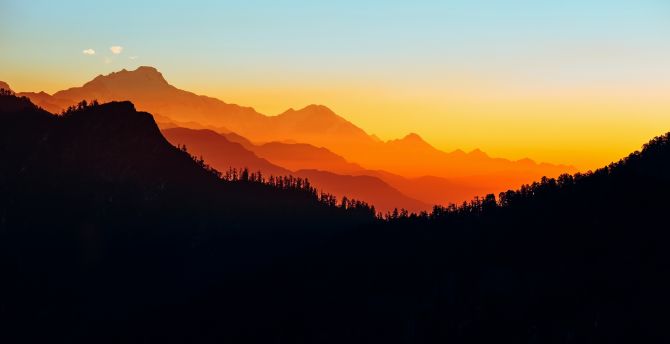 Himalayas, mountains, Nepal, silhouette wallpaper