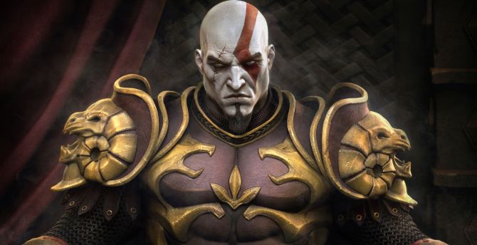 Kratos, throne, god of war, video game, angry wallpaper