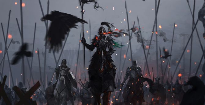 Dark knights, warrior, battle, fantasy, art wallpaper