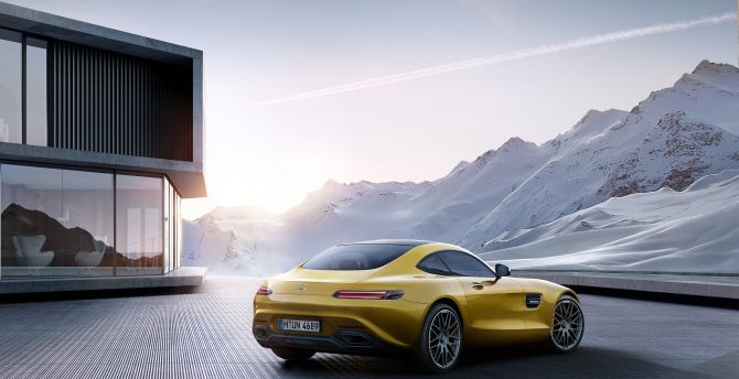 Off-road, yellow Mercedes-AMG GT wallpaper