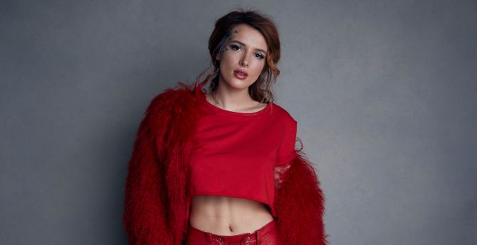 Bella Thorne, red dress, 2019 wallpaper