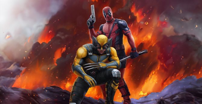 Wolverine and deadpool, unstoppable team wallpaper