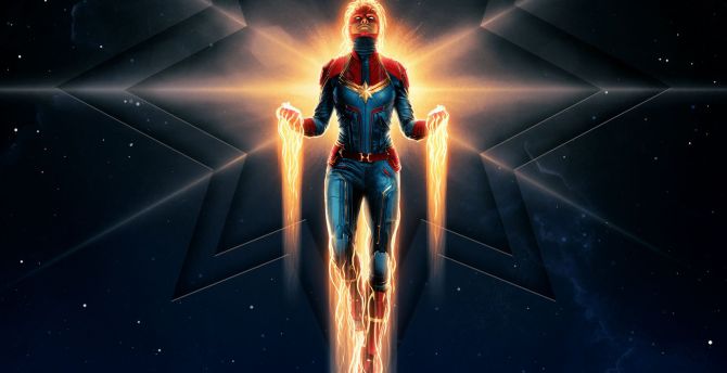 Poster, Captain Marvel, movie, Legendary superhero, 2019 wallpaper