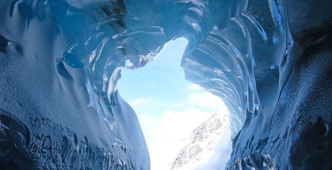 Ice cave, glacier, nature wallpaper