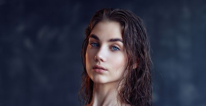 Blue eyes, girl model, portrait, 2021 wallpaper