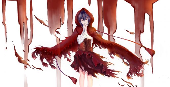 Cute, anime grl, Red Riding Hood wallpaper