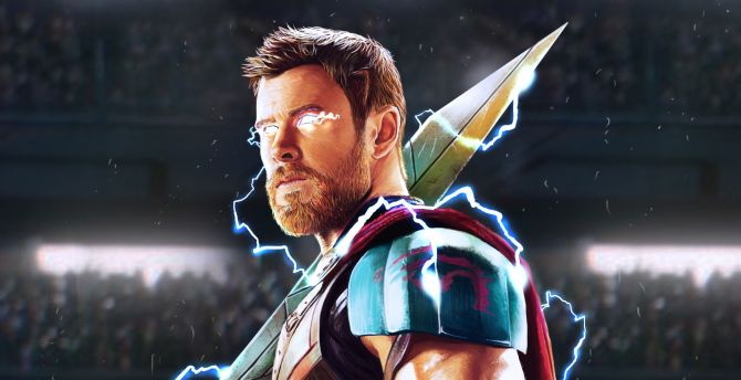 Thor, god of thunder, artwork wallpaper