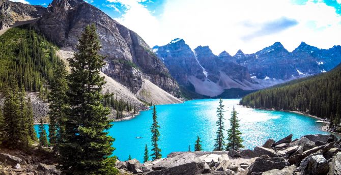 Moraine lake, Banff National Park, lake, mountains, nature wallpaper