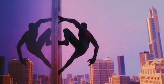 PS4 video game, spider-man, reflections on window, 2022 wallpaper
