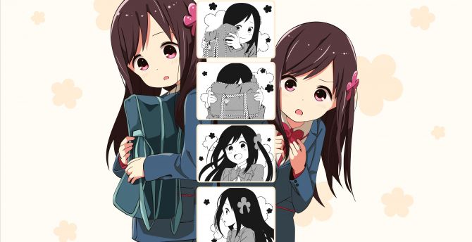 Shy, anime girl, school dress wallpaper