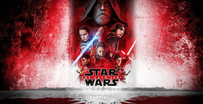 Star Wars: The Last Jedi, 2017 movie, poster, red wallpaper