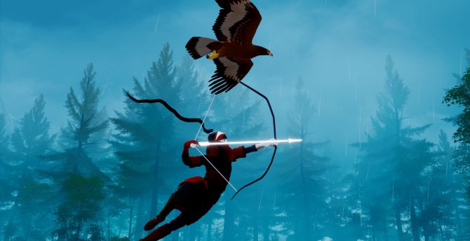 The Pathless, video game, archer and falcon, game wallpaper