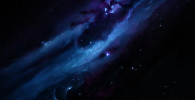 Galaxy, clouds, nebula, stars, space, dark wallpaper