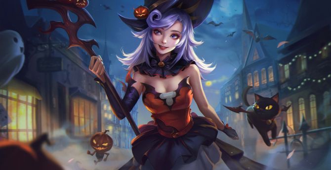 Happy halloween, gorgeous witch, 2020 wallpaper