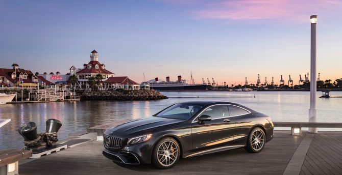 Pier, city, Mercedes-Benz S-Class, luxury car wallpaper