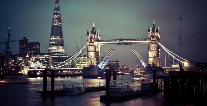 Tower bridge, london, cityscape, night, lights wallpaper