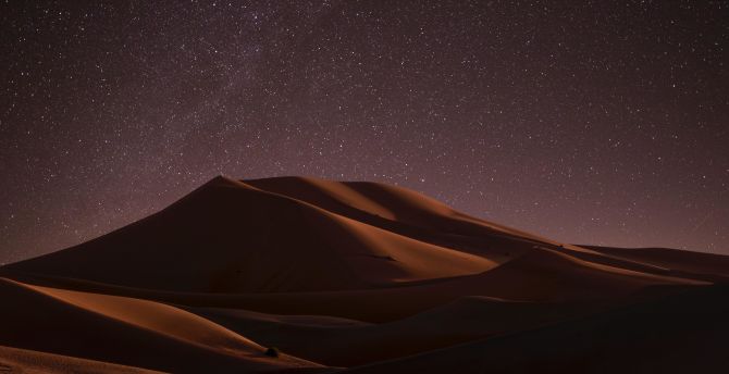 Night at desert, sky, dunes wallpaper
