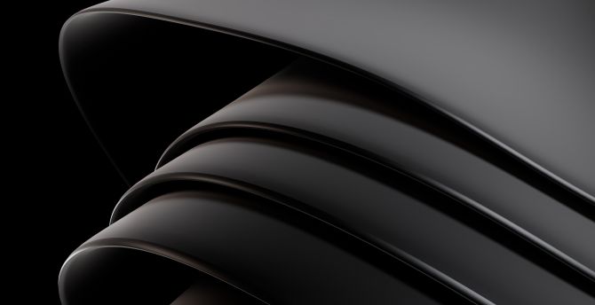 Dark black curvy shapes, abstract, shining edge wallpaper