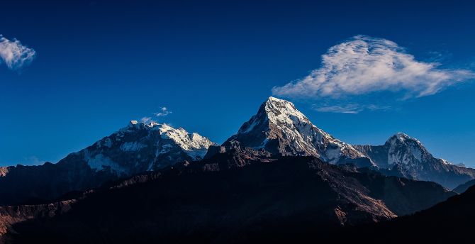 Wallpaper mountains range, sunny day, blue sky, landscape desktop ...