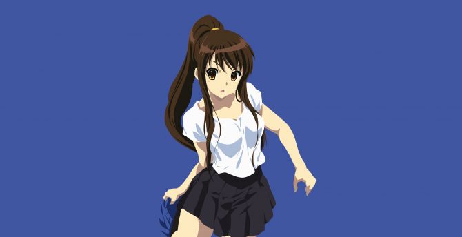 Cute, anime girl, minimal, Haruhi Suzumiya wallpaper