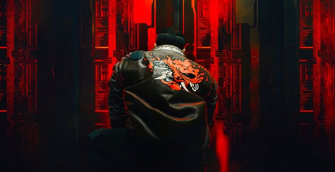 Samurai print on jacket, Cyberpunk 2077, game wallpaper