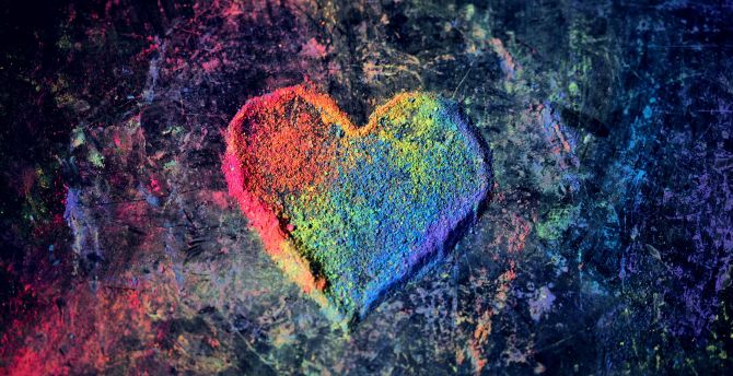 Chalk dust, heart, shape, colorful wallpaper