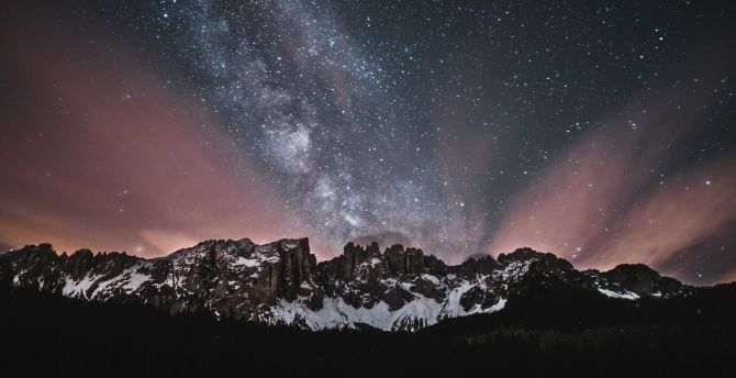 Nature, mountains, starry sky, beautiful night wallpaper