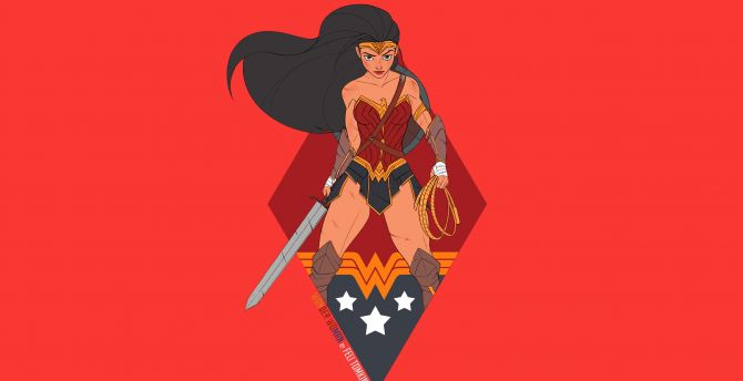 Wonder woman, dc comics, superhero, minimal, fan art wallpaper