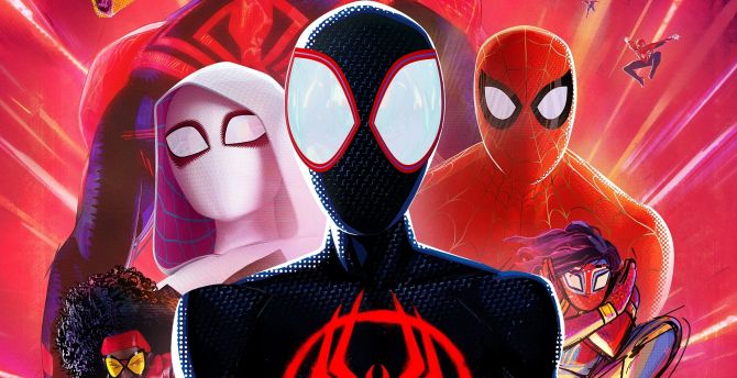 Most of Spidermen, across the spider-verse, movie 2023 wallpaper