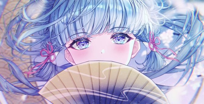 Anime girl, beautiful blue eyes, Genesis Impact, art wallpaper