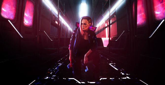 Woman, futuristic, Cyberpunk 2077, game art wallpaper