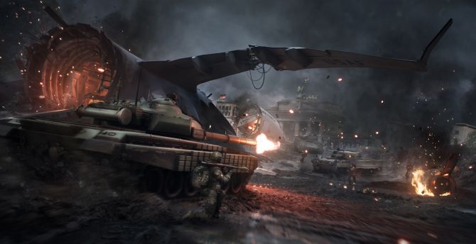 Battle, tanks, World War 3, video game, dark wallpaper