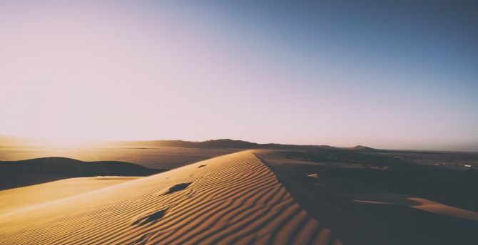 Desert, sunset, clean skyline, sand, dunes wallpaper