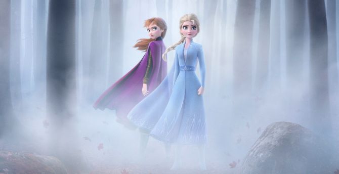 Frozen 2, Queen Elsa and Anna, movie, 2019 wallpaper