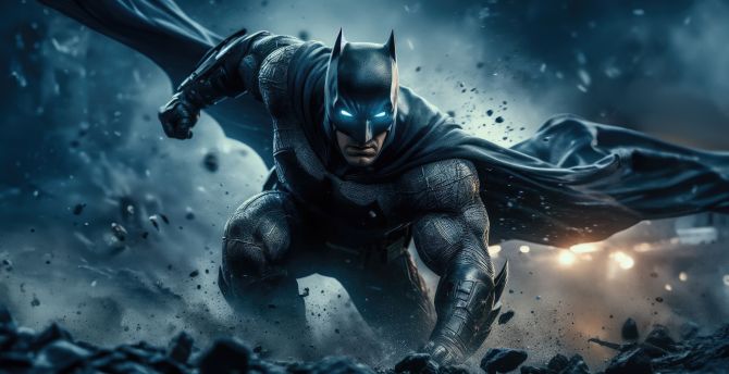Batman in the Gotham city, battle with villains, movie wallpaper