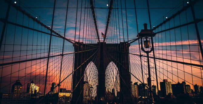 Wallpaper suspension bridge, architecture, brooklyn bridge, sunset desktop  wallpaper, hd image, picture, background, ede7bd | wallpapersmug