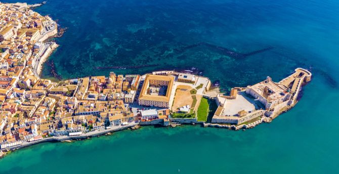 Sicily, city, aerial view, beach wallpaper