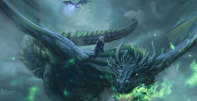 Wallpaper daenerys targaryen, dragon ride, game of thrones, digital art  desktop wallpaper, hd image, picture, background, ee6d2a | wallpapersmug