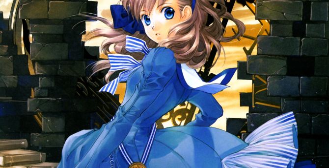 Blue dress, cute, beautiful, anime girl wallpaper