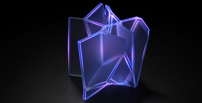 Abstract, glowing glass, geometric shape wallpaper