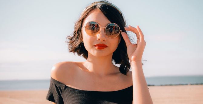 Sunglasses, outdoor, photoshoot, girl model wallpaper
