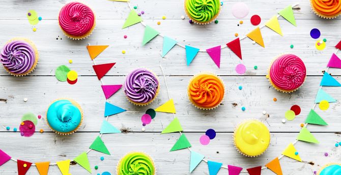 Colorful, cakes, dessert, cupcake wallpaper