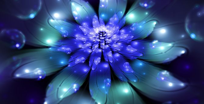 Wallpaper blue & bright flower, digital art desktop wallpaper, hd image ...