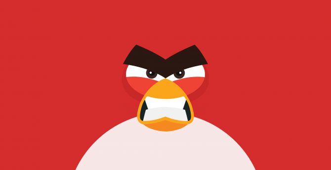 Angry Birds, red, minimal wallpaper