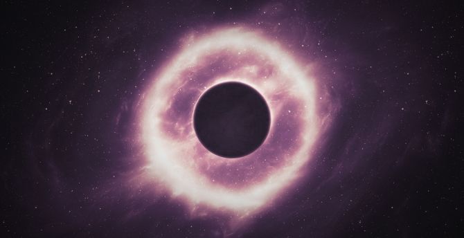 Planet, space, black hole, violet space wallpaper