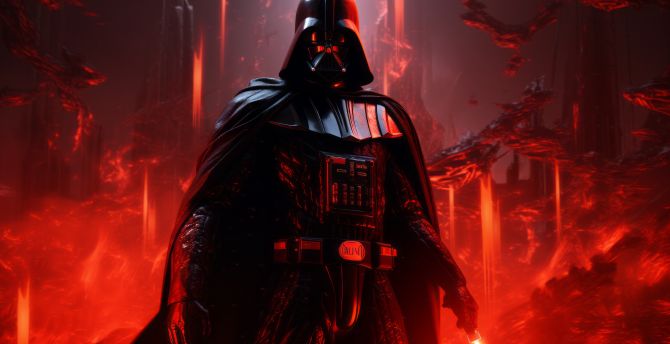 Red theme, Darth Vader, dangerous villain, 2023 wallpaper