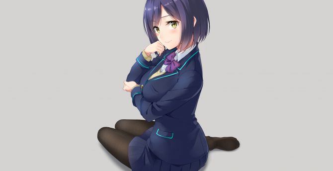 Calm, cute, anime girl, school uniform wallpaper