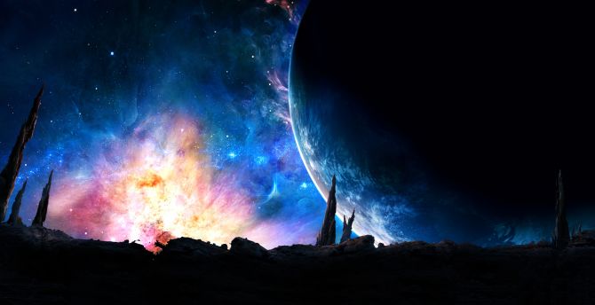 Planet, Nebula, galaxy, fantasy, art wallpaper